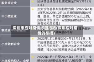 深圳市应对疫情纾困措施(深圳应对疫情的举措)