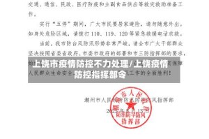 上饶市疫情防控不力处理/上饶疫情防控指挥部令